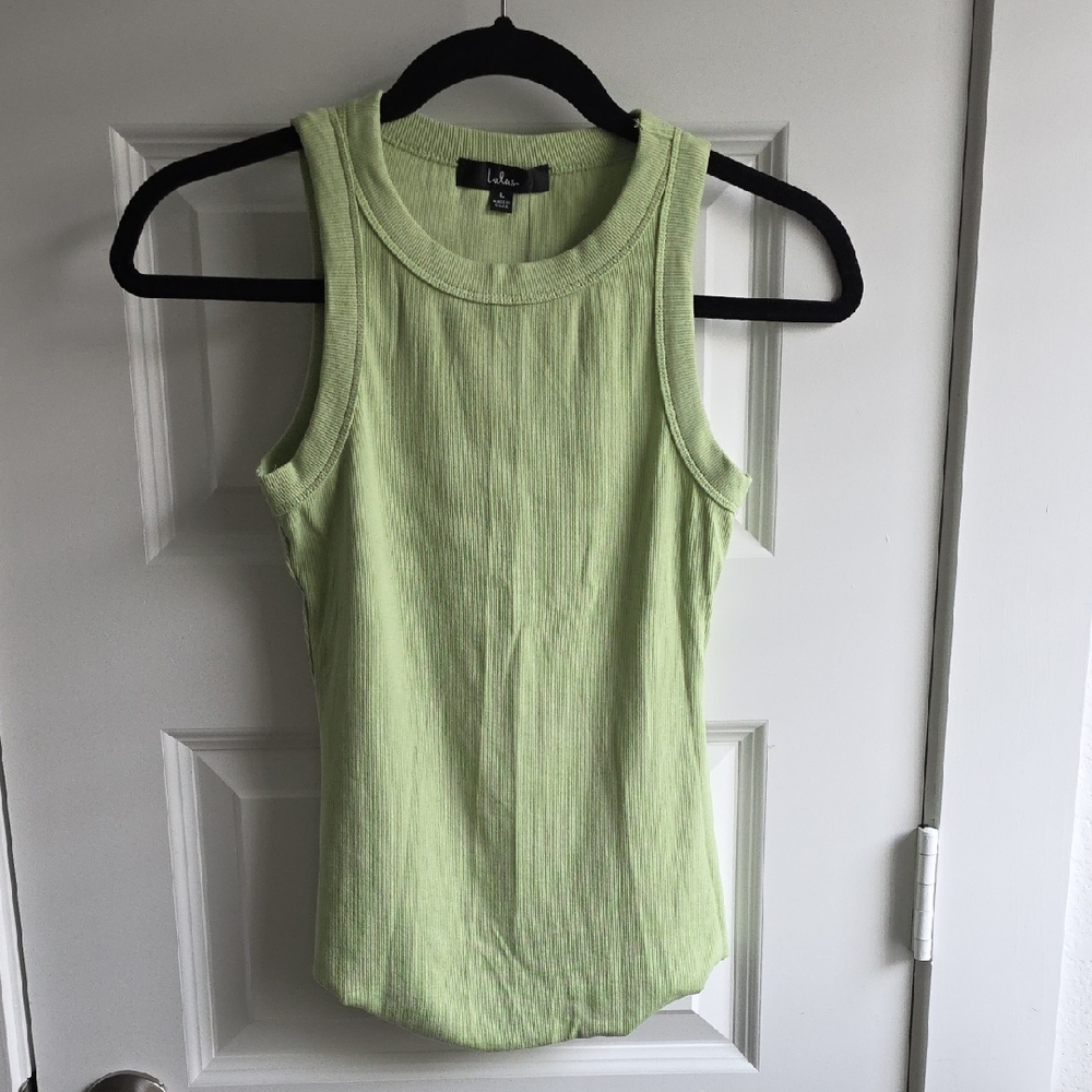 Lulus Lime Ribbed Tank Top Large G216